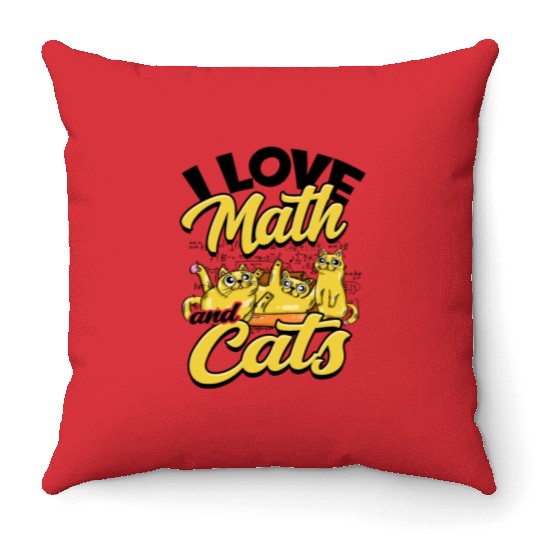 I love math and cats - cats Throw Pillows