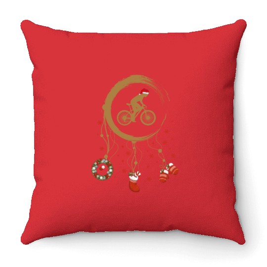 Winter dreamcatcher Christmas Racing bike Throw Pillows
