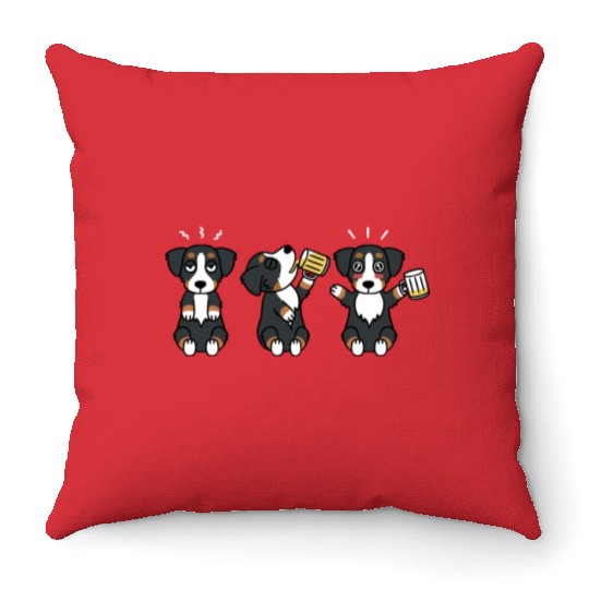 Bernese Mountain Dog Beer Lover Throw Pillows