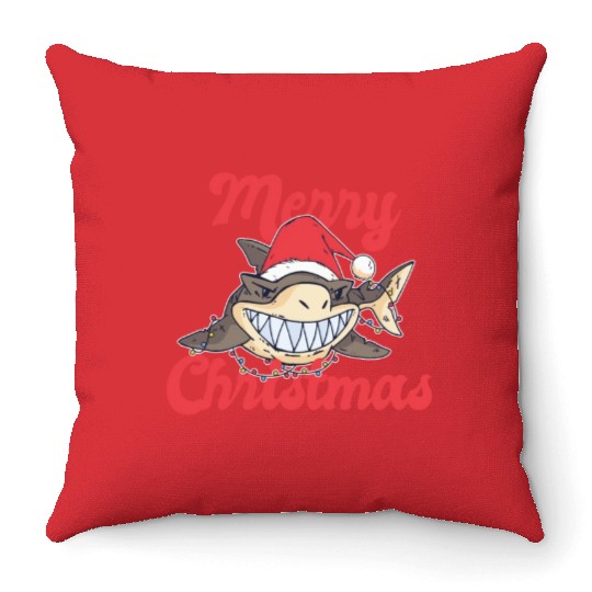 Cute Shark Cheeky In The Ocean For Christmas X-mas Throw Pillows