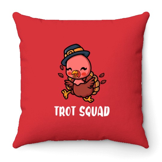 Thanksgiving Running Turkey Trot Squad Throw Pillows