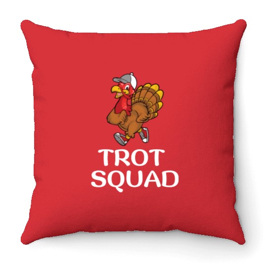 Thanksgiving Running Turkey Trot Squad Throw Pillows