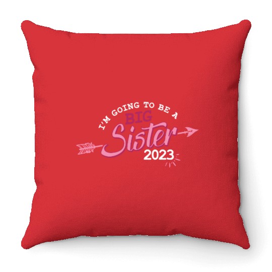 Going to be a Big sister 2023 pregnancy baby girls Throw Pillows