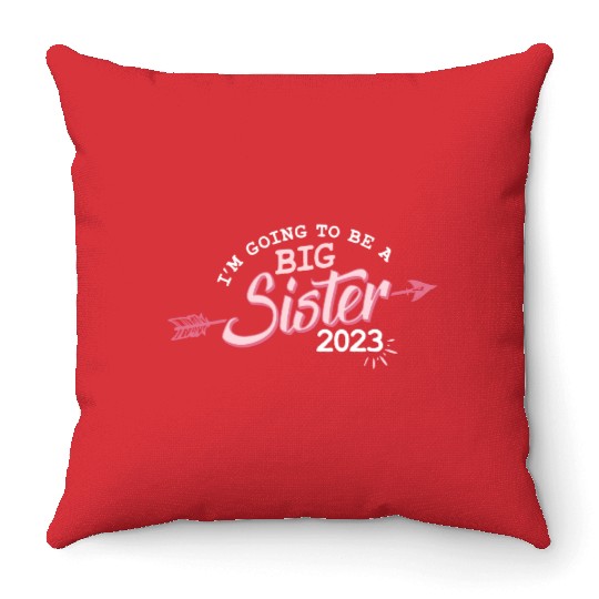 Going to be a Big sister 2023 pregnancy baby girls Throw Pillows