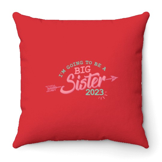 Going to be a Big sister 2023 pregnancy baby girls Throw Pillows