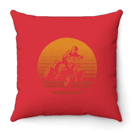 Quad Bike Vintage Graphic 4 wheeler ATV Throw Pillows
