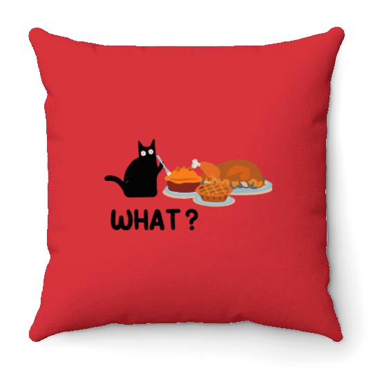 Thanksgiving -Turkey Dinner Thanksgiving What Cat Throw Pillows
