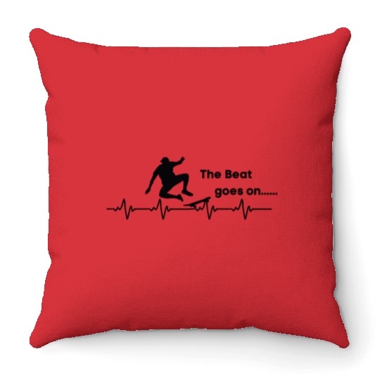 Skateboard Skater Skaterramp Skating Heartbeat Throw Pillows