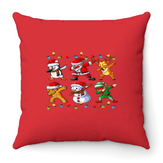 Dabbing Santa Elf Friends Christmas Boys Girls Men Throw Pillows