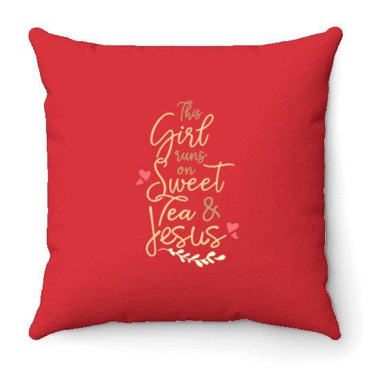 This Girl And Sweet Tea Throw Pillows