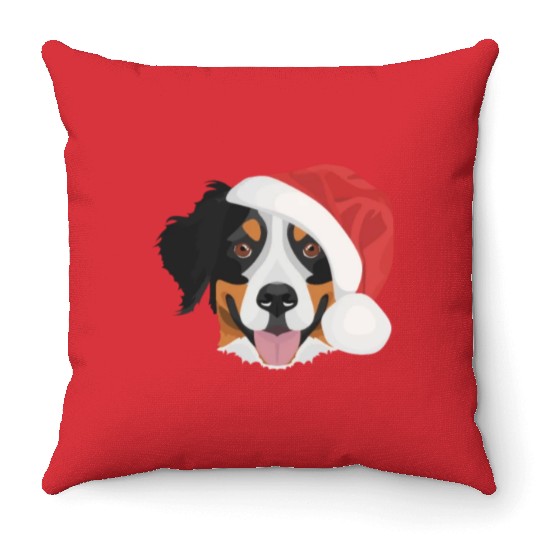 Bernese Mountain Dog Merry Christmas Throw Pillows
