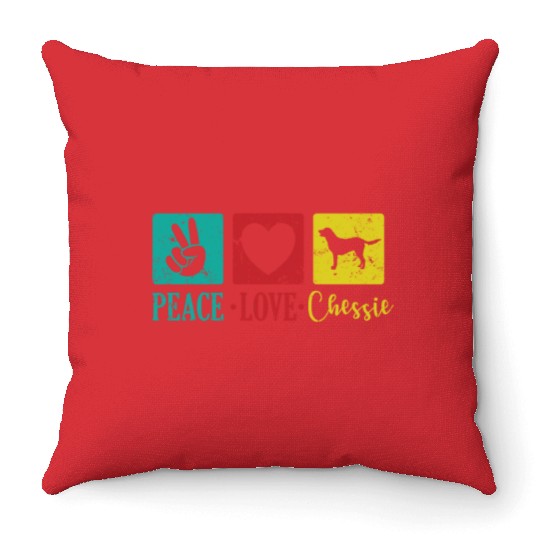 Peace Love Chessie Dog Chesapeake Breed Throw Pillows