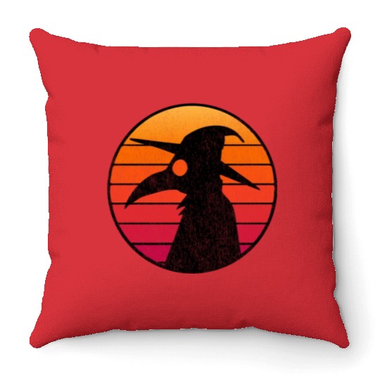 The Plague Doctor Costume Kids Retro Sun Plague Throw Pillows