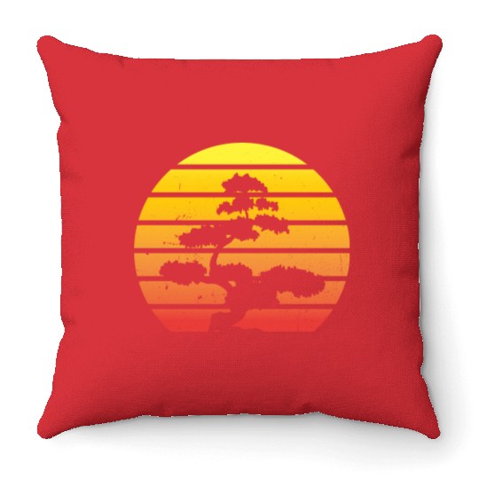 Bonsai Retro Vintage Japanese Tree Gardener Gift Throw Pillows