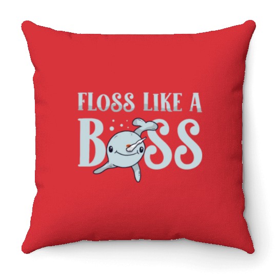 Floss Like A Boss Sea Unicorn Animal Lover Narwhal Throw Pillows