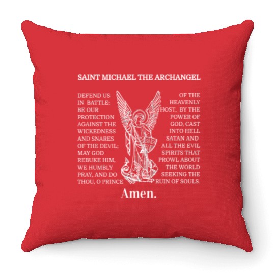 Saint St Michael Prayer Catholic Archangel Christi Throw Pillows