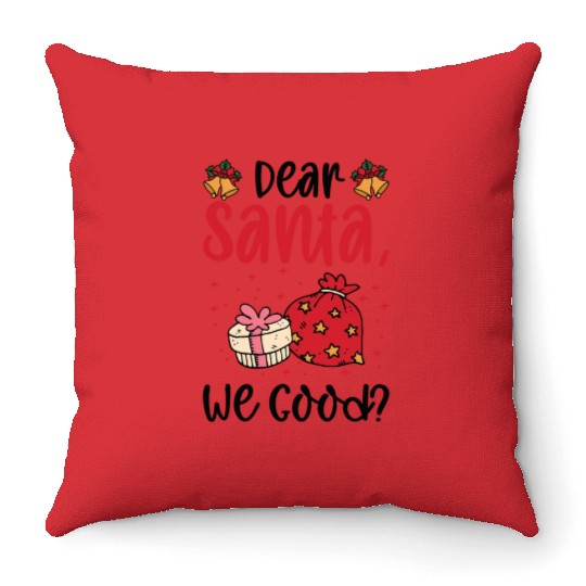 Dear Santa Christmas Holiday Typography Throw Pillows