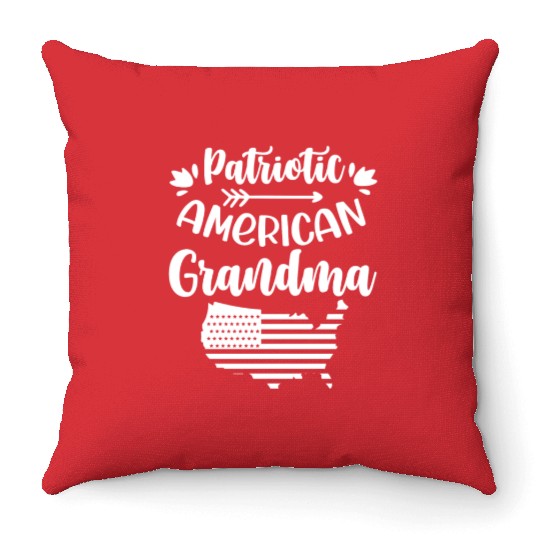 Patriotic American Grandma USA Patriot US Throw Pillows
