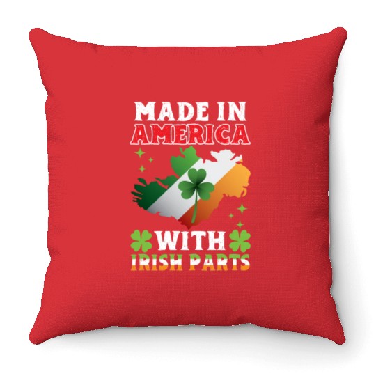 Made In America With Irish Parts Ireland Gaelic Throw Pillows