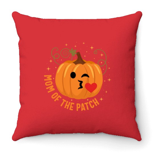 Halloween Throw Pillows, Mom Of The Patch Cute Pumpkin