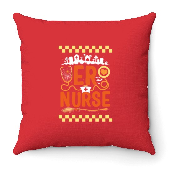 Halloween Throw Pillows, ER Nurse Spooky Health Care