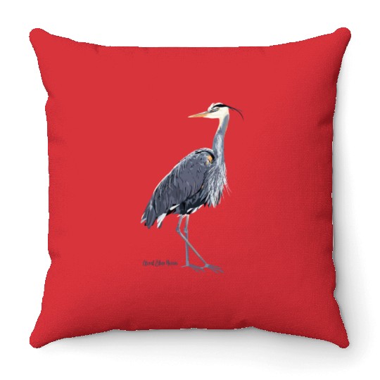 Heron Art Birder Wildlife Bird Watching Throw Pillows