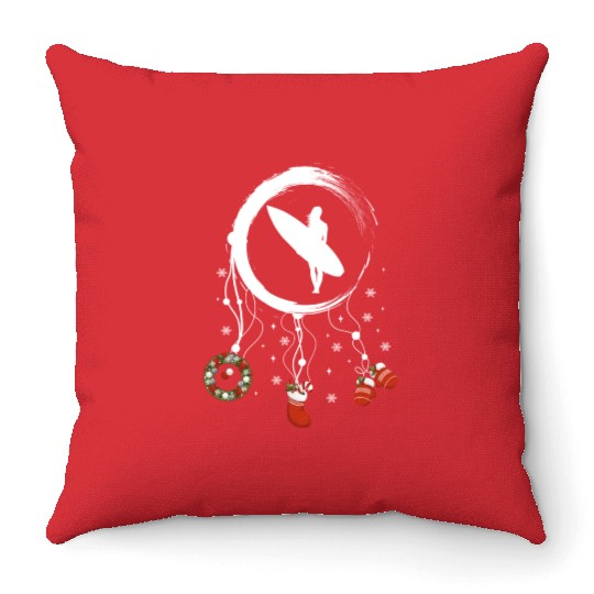 Winter dreamcatcher Christmas Surfer girl Throw Pillows