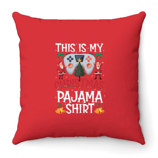 This Is MY Christmas Pajama Ugly Christmas Saint's Throw Pillows