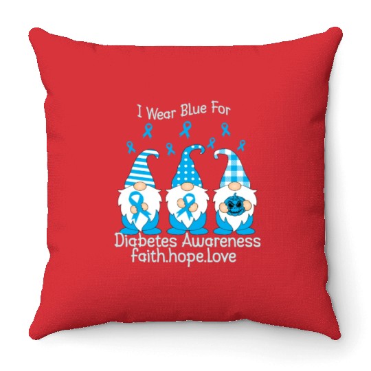 November Diabetes Awareness Month Funny Gnomes Throw Pillows