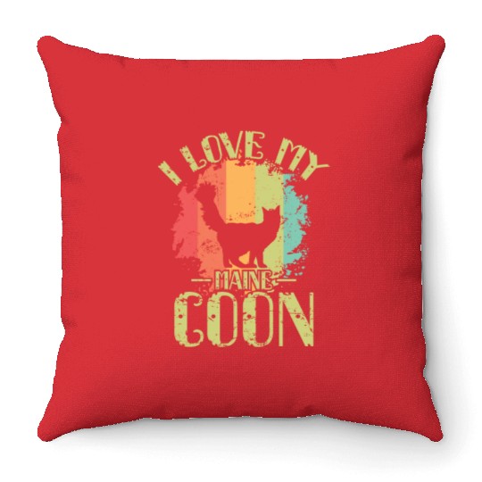 I Love my Maine Cat Pet Male Cat Throw Pillows