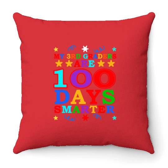 100th Day 3rd Grade Teacher 100 Days Of School Throw Pillows