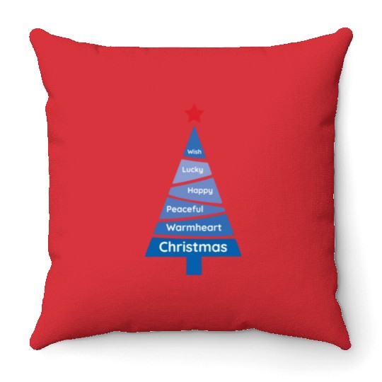 Minimalist Yale Blue Christmas Pine Wish Throw Pillows