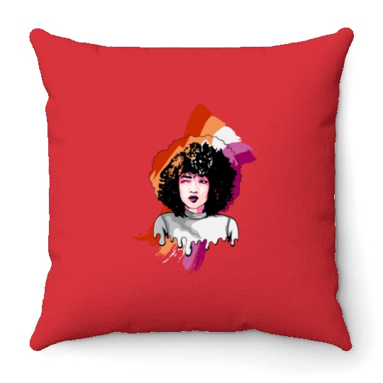Afro Girl Gay Lesbian Flag Black History Melanin B Throw Pillows