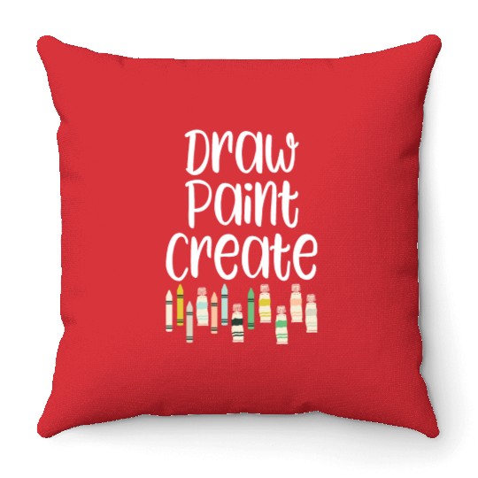 Draw Paint Create - art teacher gift Throw Pillows