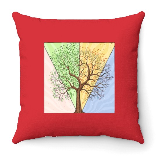 Four Seasons Trees Throw Pillows