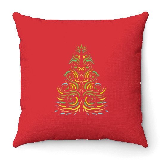 Green Ornaments Christmas Tree For Christmas Throw Pillows