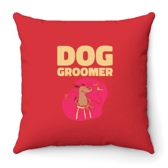 Dog Groomer Canine Grooming Hygiene Throw Pillows