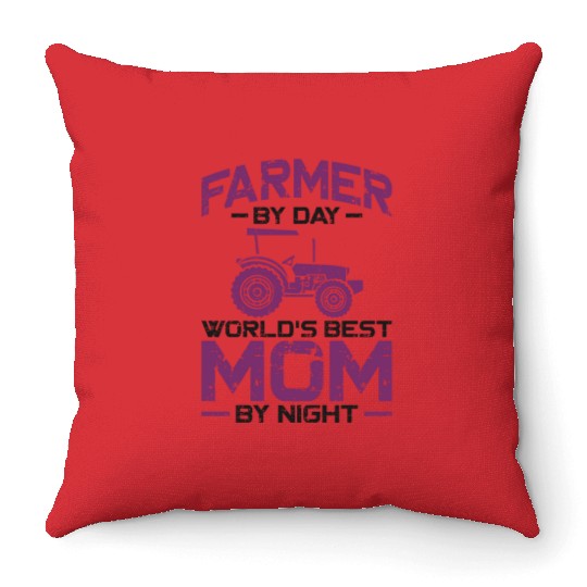 Farming Farmer Mom Mother Vintage Throw Pillows