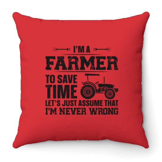 Farming Farmer Vintage Tractor I'm Throw Pillows