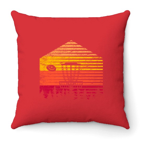 Retro Vintage Disc Golf Flying Disc Sport Funny Fr Throw Pillows