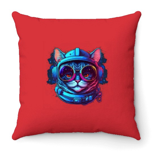 Space Cat Throw Pillows