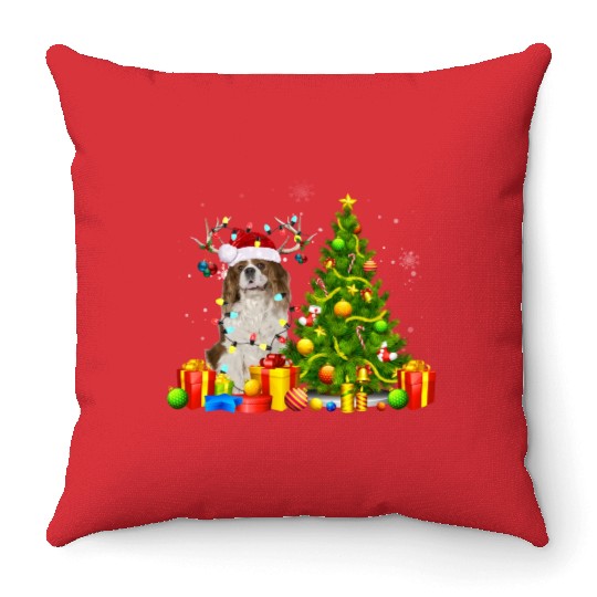 Cavalier King Charles Spaniel Christmas Dog Lover Throw Pillows