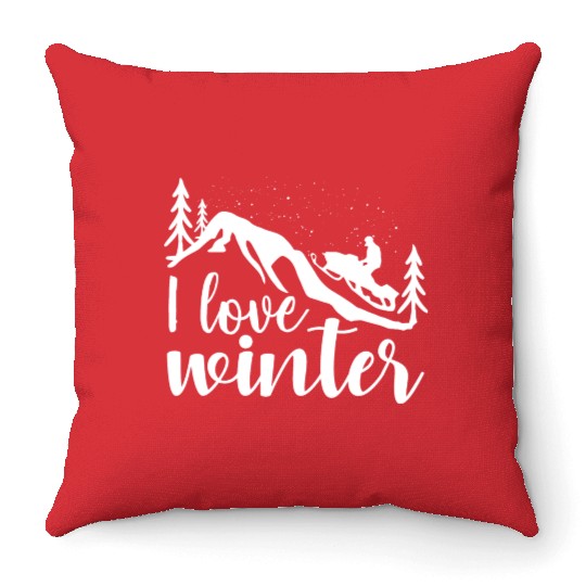 I Love Winter, Snow, Cold And Snowman Throw Pillows