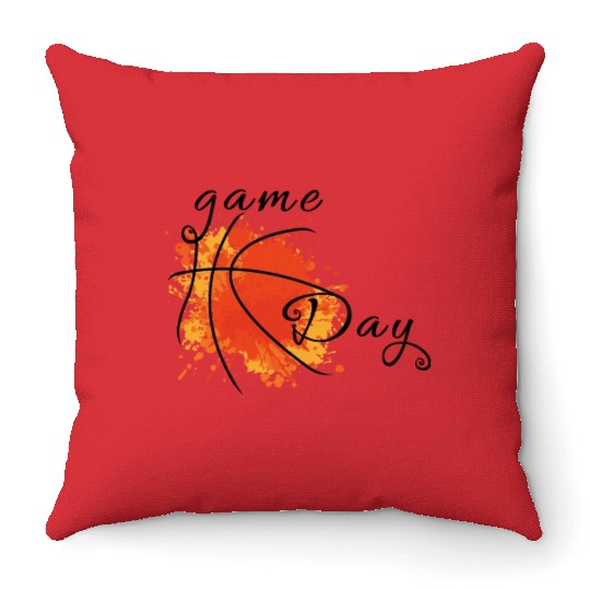 Game Day Basketball Lightning Bolt Throw Pillows