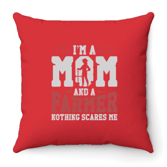 Farming Farmer Mom Mother Vintage Throw Pillows