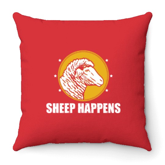 Sheep Happen's Word Game Sheep Herd Farm Throw Pillows