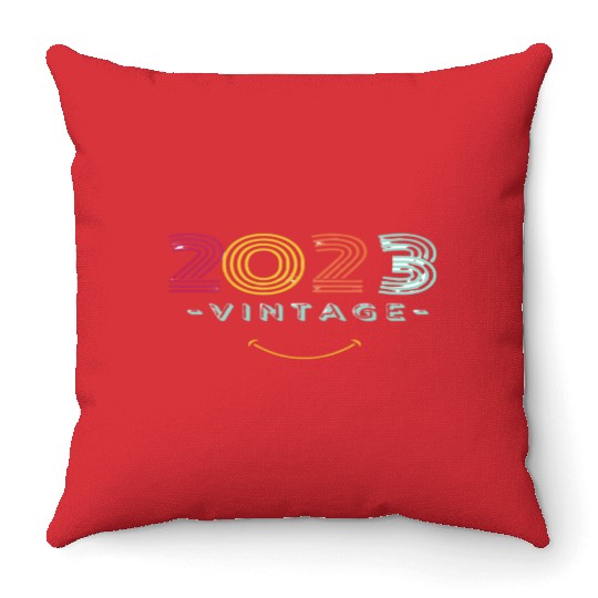Neon Rainbow Retro 2023 NewYear Vintage Throw Pillows