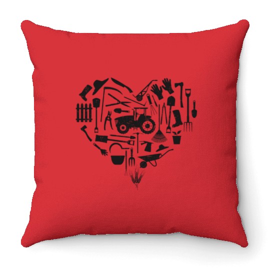 Farming Farmer Heart Tractor Throw Pillows