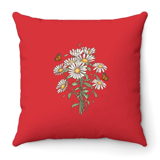 Marguerites Daisy Summer Daisies Flower Garden Throw Pillows
