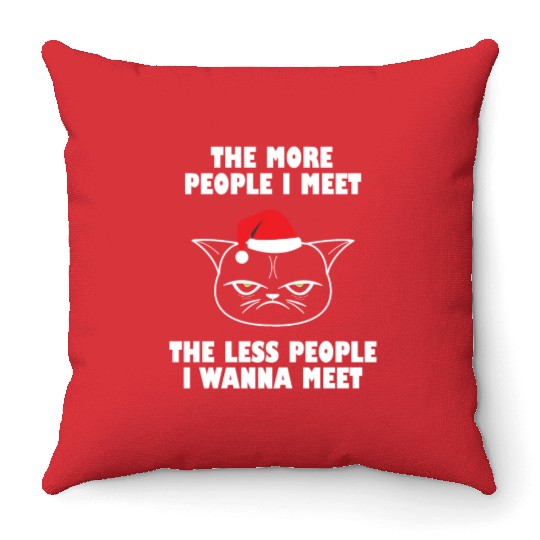 I hate People funny cat christmas gift idea Throw Pillows